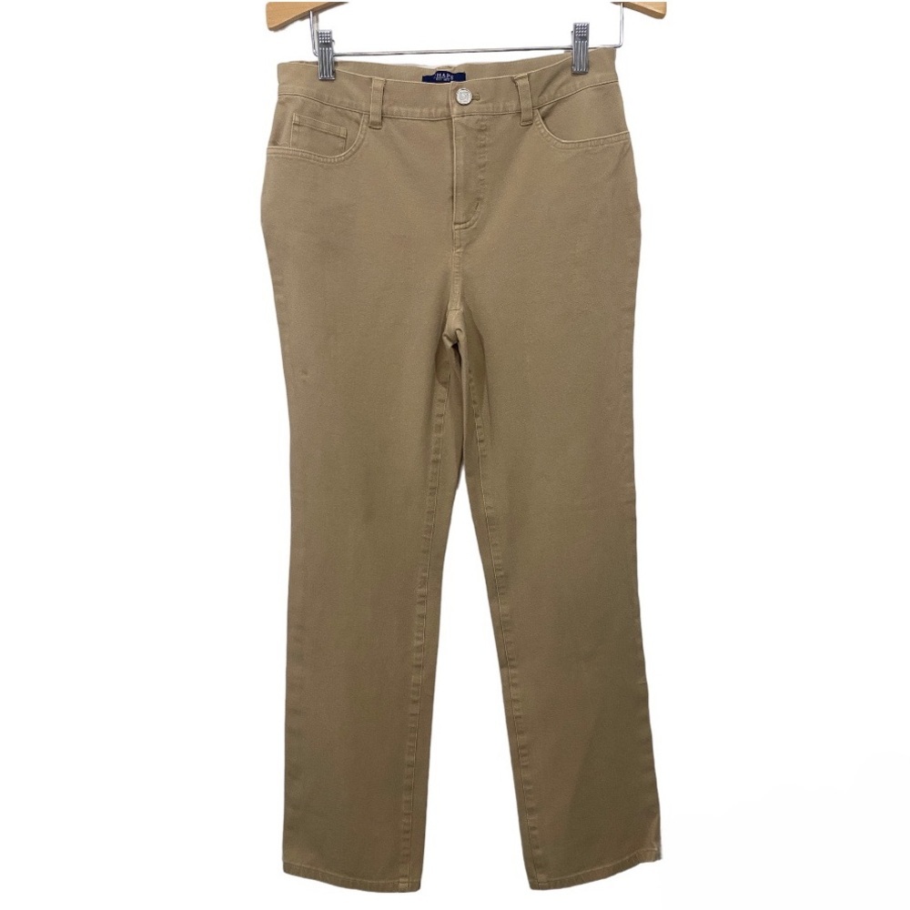Chaps Straight Leg Fitted Khaki Business Casual Flattering Size 6